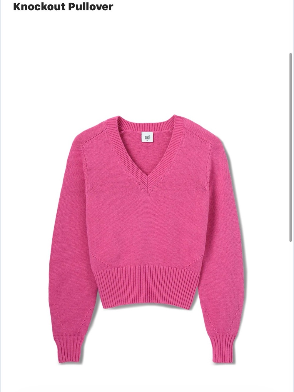 Cabi Knockout Pullover V-Neck Sweater - Pink